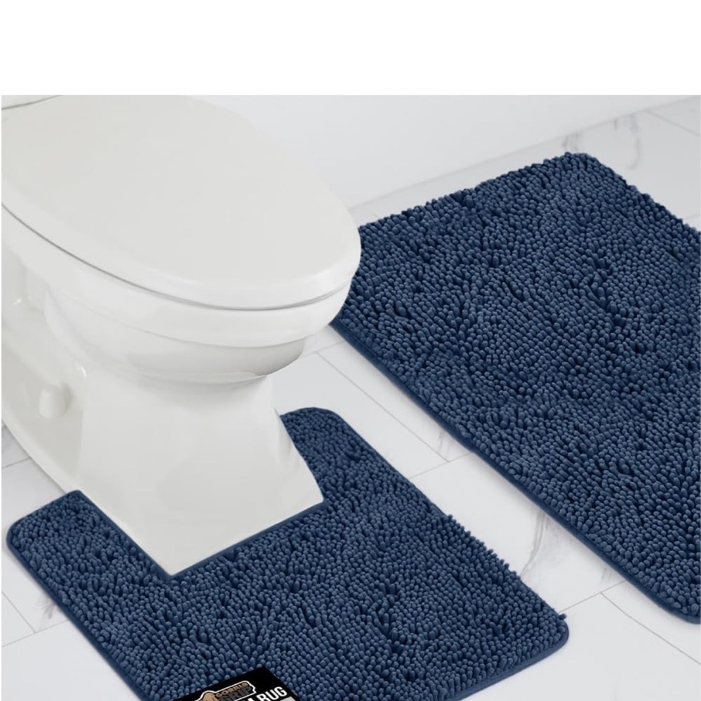 Blue Chenille Bath Rug - Picture 3 of 3